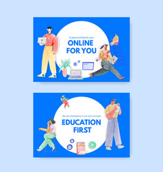 Facebook Template With Online Learning Concept