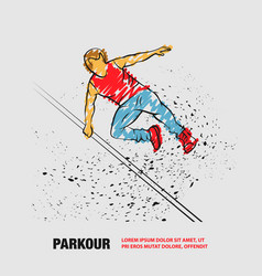 Parkour Man Jump Over An Obstacle Outline