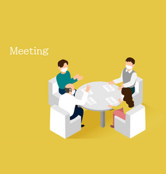 People Discussing Across A Round Table Isometric