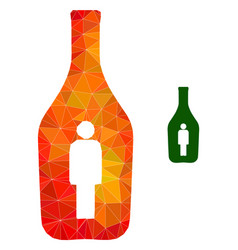 Polygonal Alcoholic Person Icon With Flame