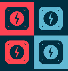 Pop Art Lightning Bolt Icon Isolated On Color