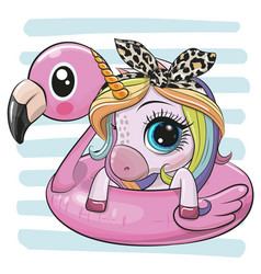 Unicorn Swimming On Pool Ring Inflatable Flamingo