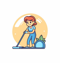 Cleaning Service Concept Young Woman With A Mop