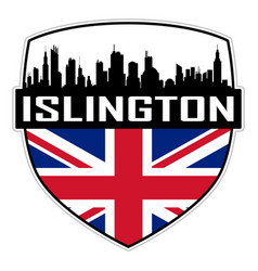 Islington Skyline Silhouette Uk Flag Travel Badge