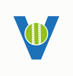 Cricket Logo On Letter V Concept Club