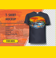 T-shirt Mock-up Template With Off Road Suv