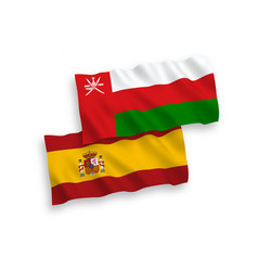 Flags Of Sultanate Of Oman And Spain On A White