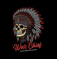 Native American Indian Chief Skull Graphic