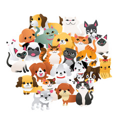 Super Cute Cartoon Puppies Kittens Group