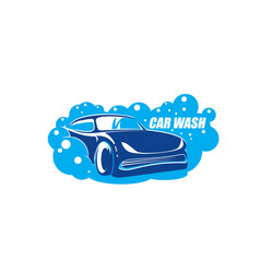 Car Wash Service Icon With Vehicle In Soap Bubbles