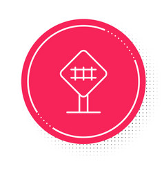 White Line Railroad Crossing Icon Isolated