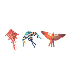 Colorful Set Of Kites With Varying Designs And