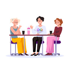 Girls Chatting And Sitting At The Table