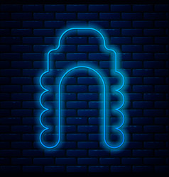 Glowing Neon Line Judge Wig Icon Isolated On Brick