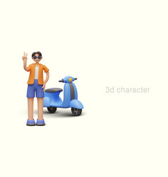 3d Male Character Man In Sunglasses Stands Near