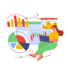 Female Data Analytics With Graphs Concept