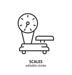 Mechanical Scales Line Icon Old Market