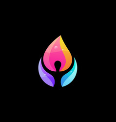 Person Fire Logotype Human Flame Vibrant Gradient