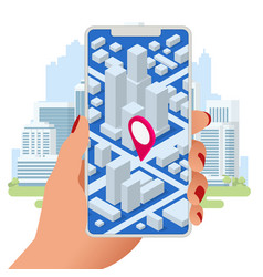 Isometric Location Track App On Touchscreen