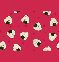 Seamless Pattern With Kawaii Onigiri