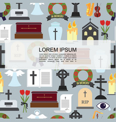 Flat Funeral Colored Icons Seamless Pattern