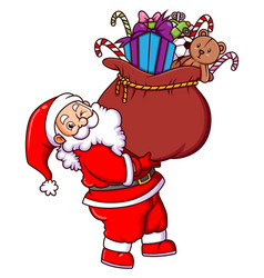 Happy Santa Claus Is Holding The Big Sack