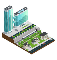 Isometric Skyscrapers And Suburban Houses