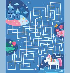 Maze For Children Puzzle For Kids Help Unicorn