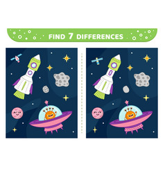 Rocket In Space Ufo Planet Find 7 Differences