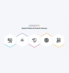 Naked Politics And Fintech Industry 25 Line Icon