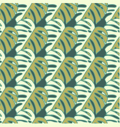 Outline Monstera Silhouettes Seamless Pattern