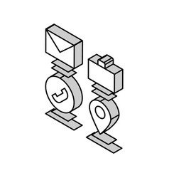 Mail Business Call And Location Isometric Icon