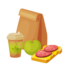 Paper bag package with healthy breakfast Vector Image