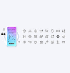 Fisherman Salad And Water Splash Line Icons