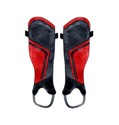 Watercolor Of Red-black Football Shin Guards