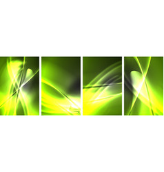 A Set Of Four Green And Yellow Abstract Images