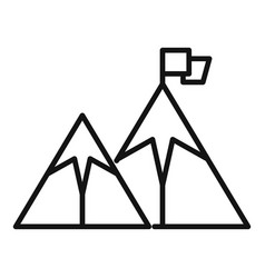 Business Flag On Mountain Icon Outline Top