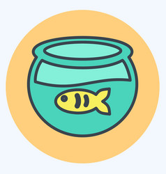 Fish In Tank Icon In Trendy Color Mate Style