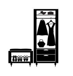 Wardrobe With Clothes And Shoes Icon