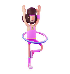 3d Athlete Cartoon Using Hula Hoop Sport