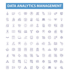 Data Analytics Management Line Icons Signs Set