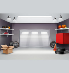 Garage Interior Realistic Composition