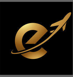 Glossy Gold And Black Lowercase Letter E Icon