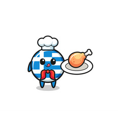 Greece Fried Chicken Chef Cartoon Character