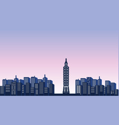 City Silhouette Of Tall Buildings Against