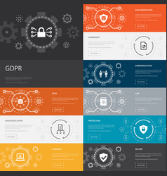 Gdpr Infographic 10 Line Icons Banners Data E