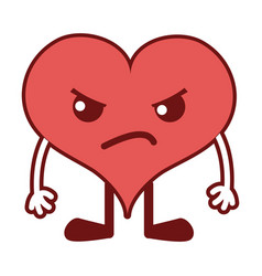 Color angry heart passion kawaii with arms and Vector Image