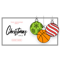 Basketball Christmas Greeting Card In Trendy Line