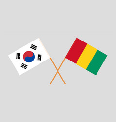 Crossed Flags Of South Korea And Guinea Official