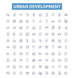 Urban Development Line Icons Signs Set